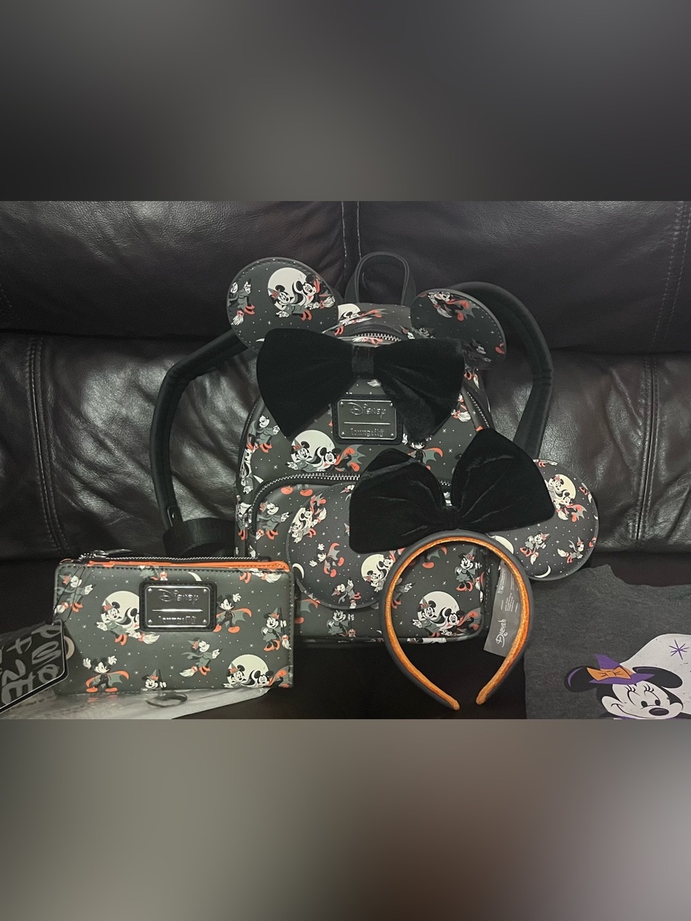 Loungefly Disney Halloween Mickey and Minnie vampire and Witch Grey Set